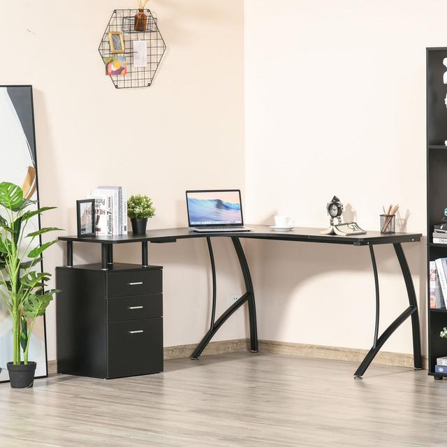 L-Shape Desk Latitude Run Colour: Black on Productcaster.