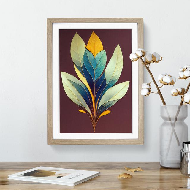 The Contemporary Leaves - Picture Frame Graphic Art Marlow Home Co. Size: 34cm H x 25cm W x 2cm D, Frame Colour: Oak Framed on Productcaster.