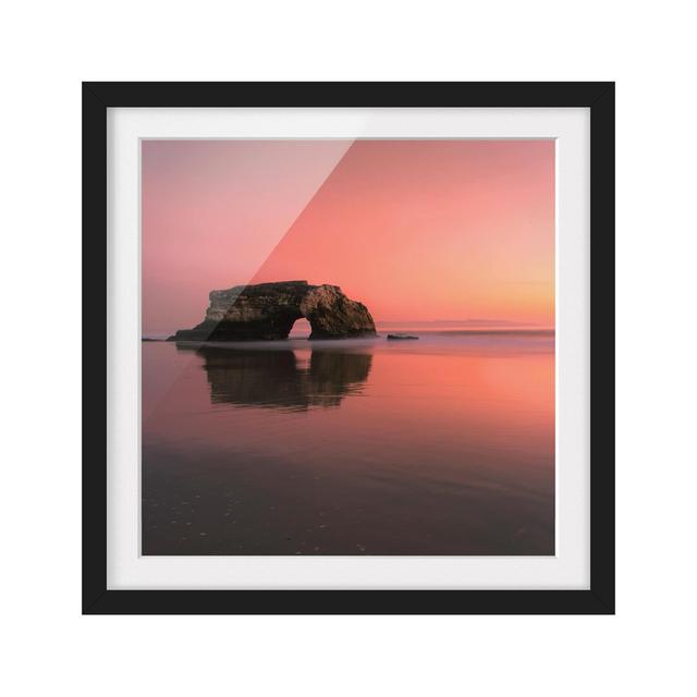 Bridge in the Sunset - Picture Frame Graphic Art Print on Paper East Urban Home Rahmenoptionen: Matt black, Size: 70cm H x 70cm W on Productcaster.