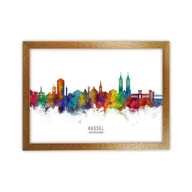 Kassel Deutschland Skyline by Michael Tompsett - Graphic Art Latitude Run Format: Brown Framed, Size: 25cm H x 34cm W x 3cm D on Productcaster.