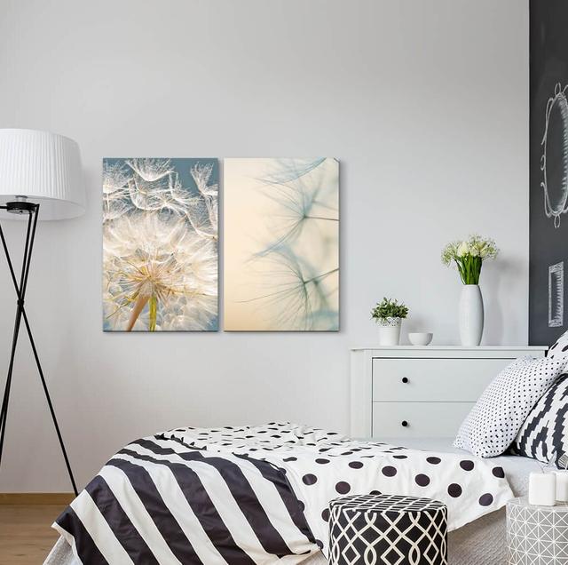 2-tlg. Leinwandbilder-Set - Fotografie „Dandelion Airy Pastel Shades” East Urban Home on Productcaster.