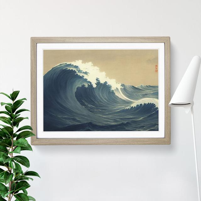 Traditional Japanese Wave Vol.5 House of Hampton Frame Colour: Oak Framed, Size: 34cm H x 46cm W x 2cm D on Productcaster.