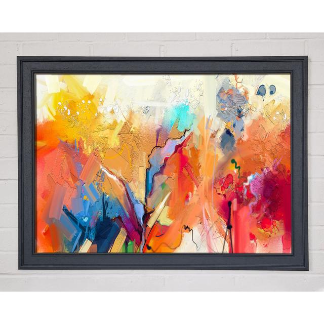 Colour Spill Flowers Framed Print Ivy Bronx Size: 42cm H x 59.7cm W x 1.5cm D, Format: Grey Framed Paper on Productcaster.