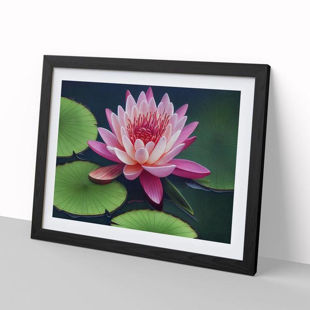 Watercolour Water Lily Flower Vol.2 - Picture Frame Graphic Art Marlow Home Co. Format: Black, Size: 34cm H x 46cm W on Productcaster.