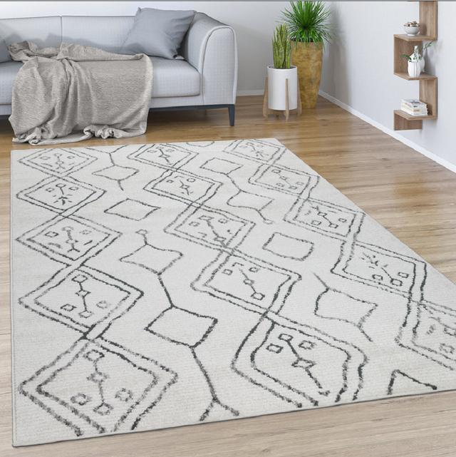 Seamus Scandinavian Boho Power Loom White/Black Rug Gracie Oaks Rug Size: Rectangle 60 x 100cm on Productcaster.