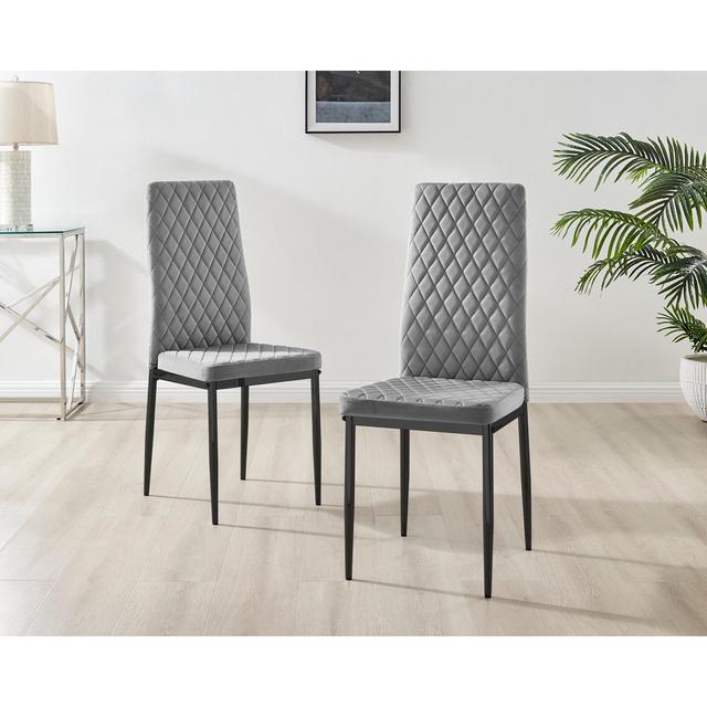 Keensburg Luxury Velvet Modern Tall Back Dining Chairs with Metal Legs & Diamond Stitching (Set of 4) Fairmont Park Leg Colour: Black, Upholstery Colo on Productcaster.