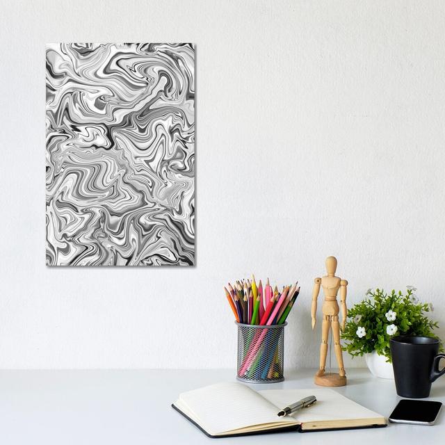 Love Spell Marble Black And White by Jacqueline Maldonado - Wrapped Canvas Gallery-Wrapped Canvas Giclée Metro Lane Size: 30.48cm H x 20.32cm W x 1.90 on Productcaster.