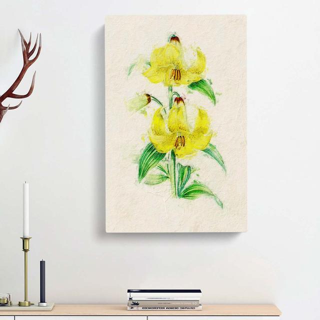 Illustration Of Yellow Lilies - Wrapped Canvas Painting East Urban Home Size: 50cm H x 35cm W x 3cm D on Productcaster.