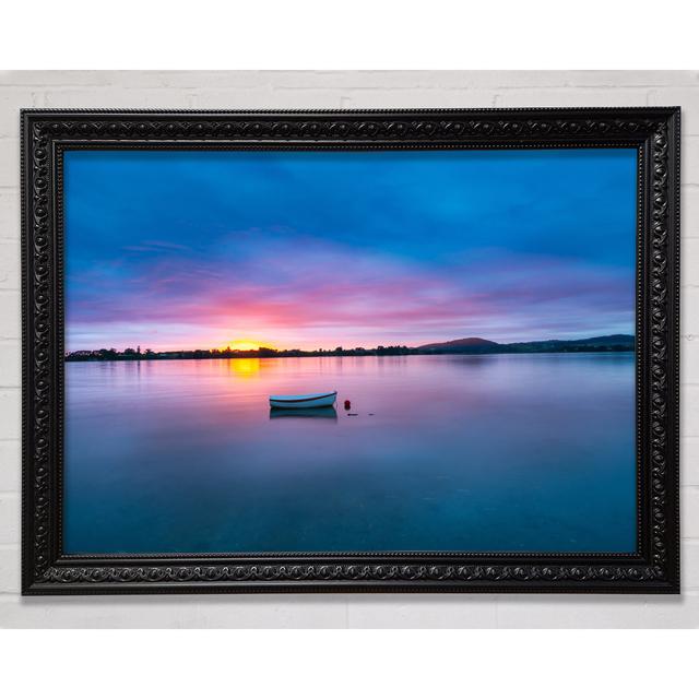 Small Row Boat On Calm Lake - Art Prints Longshore Tides Size: 21cm H x 29.7cm W x 3cm D, Format: Black Framed Wood on Productcaster.