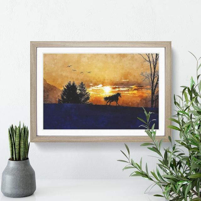 Wild Horse at Sunset Vol.2 - Picture Frame Painting East Urban Home Frame Option: Oak Framed, Size: 36cm H x 48cm W x 2cm D on Productcaster.