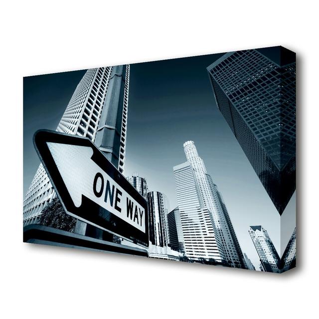 Los Angeles One Way - Wrapped Canvas Photograph Print East Urban Home Size: 66 cm H x 101.6 cm W on Productcaster.