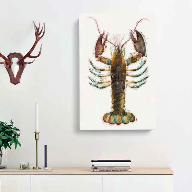 Lobster by J.E. De Kay - Wrapped Canvas Painting Print East Urban Home Size: 60cm H x 40cm W x 3cm D on Productcaster.