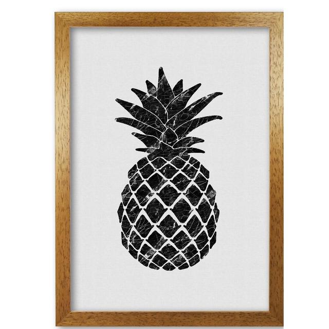 'Pineapple Marble' - Graphic Art Print on Paper East Urban Home Size: 30 cm H x 21 cm W x 5 cm D, Format: Honey Oak Frame on Productcaster.