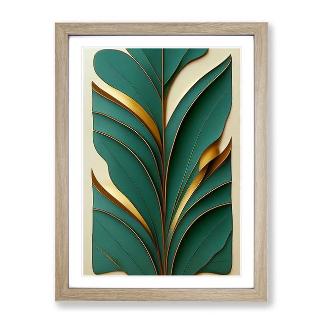 Leaf Art Deco No.5 Fairmont Park Format: Oak Framed, Matte Colour: White, Size: 48cm H x 36cm W on Productcaster.