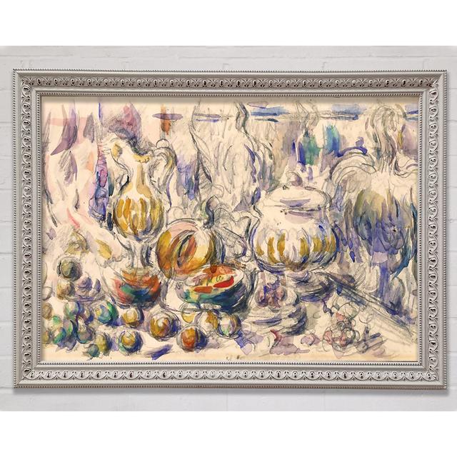 Cezanne Pot And Soup Tureen Framed Print Ivy Bronx Size: 84.1cm H x 118.9cm W x 3cm D, Fomat: Black/Walnut Framed Paper on Productcaster.