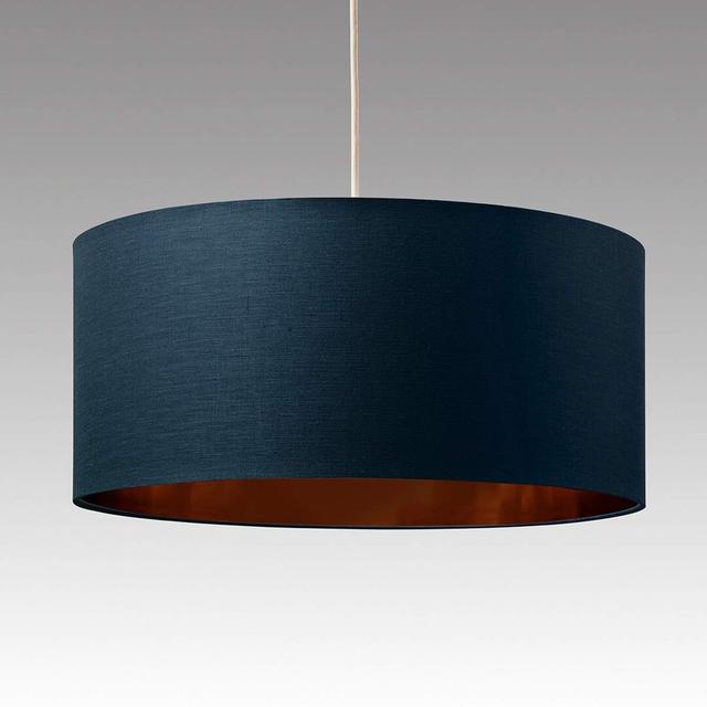 Mila 45cm Cotton Drum Pendant Shade 17 Stories Colour: Navy Blue on Productcaster.