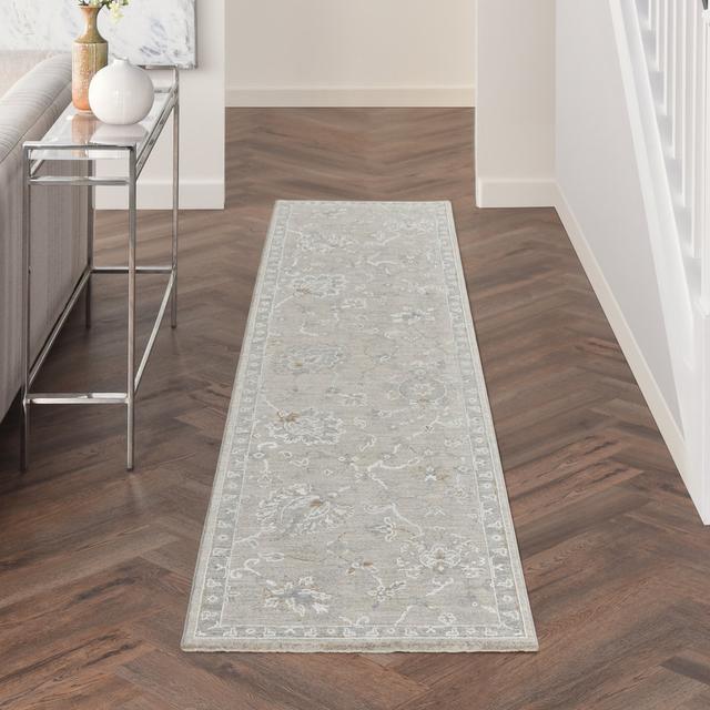 Oriental Machine Woven Light Gray Area Rug Nourison Rug Size: Runner 2'3" x 10'2" on Productcaster.