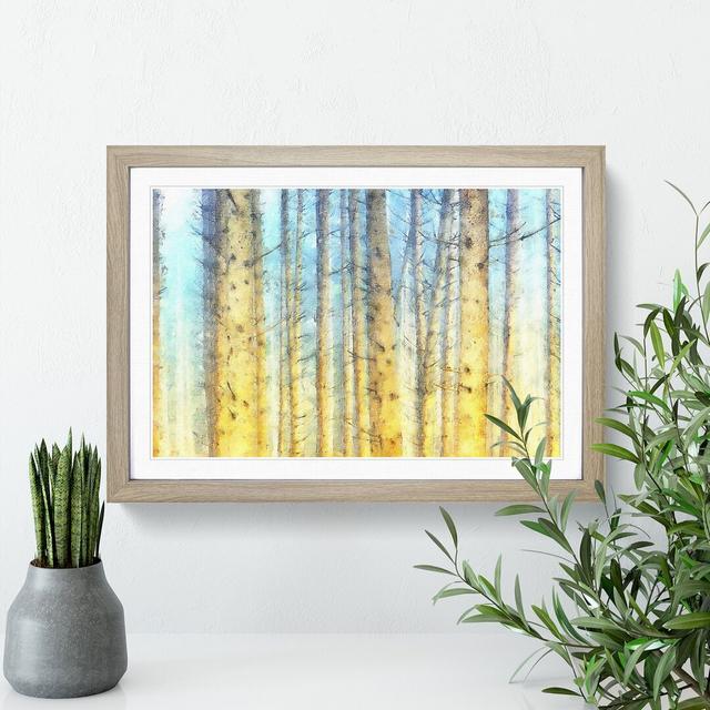 Sunlight upon the Trees - Picture Frame Graphic Art East Urban Home Size: 62cm H x 87cm W x 2cm D, Format: Oak Framed on Productcaster.