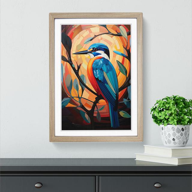 Kingfisher Constructivism No.2 - Single Picture Frame Art Prints on Wood Marlow Home Co. Frame Colour: Oak , Size: 34cm H x 25cm W x 2cm D on Productcaster.