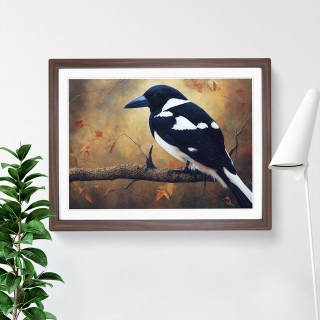 Edgy Magpie Bird - Single Picture Frame Print 17 Stories Frame Colour: Walnut Framed, Size: 34cm H x 46cm W x 2cm D on Productcaster.