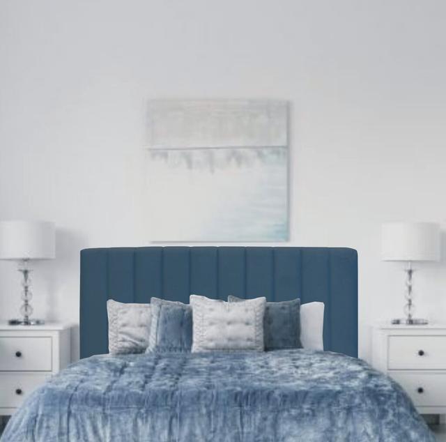 Irina Upholstered Headboard Fairmont Park Size: Single (3'), Colour: Blue on Productcaster.