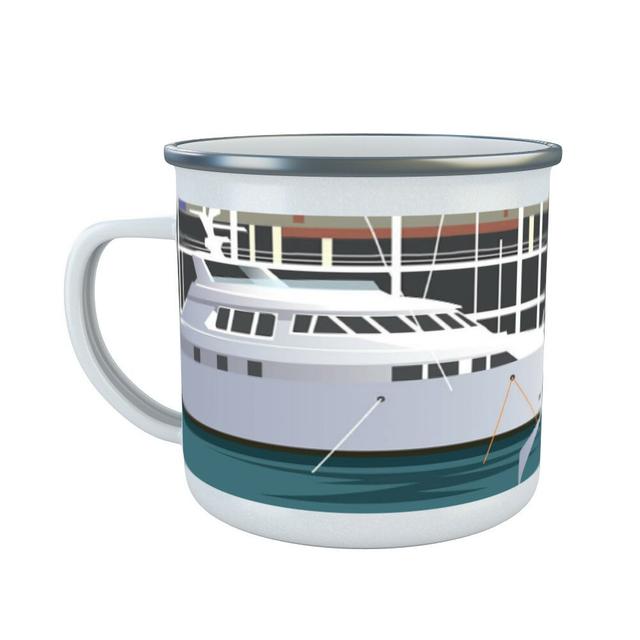 Eli Gunwarf Quays, Portsmouth, Hampshire Enamel Mug Happy Larry on Productcaster.