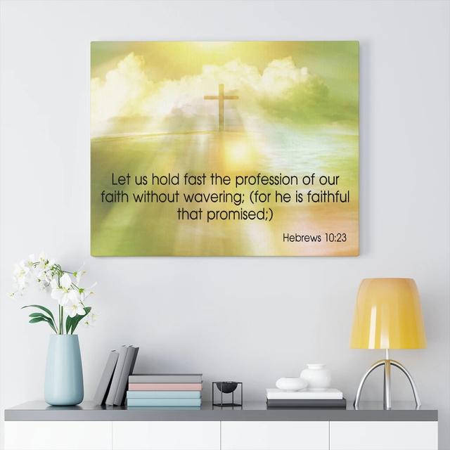 Profession Of Our Faith Hebrews 10:23 - Wrapped Canvas Print Blue Elephant Size: 46cm H x 61cm W on Productcaster.