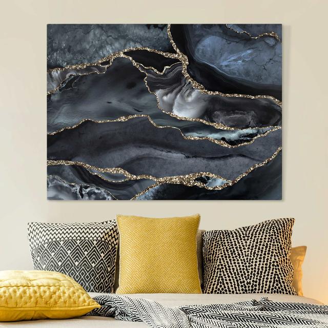 Black with Glitter Gold - Wrapped Canvas Graphic Art Canora Grey Format: 330g/m³ Recycled canvas, Size: 30cm H x 40cm W on Productcaster.