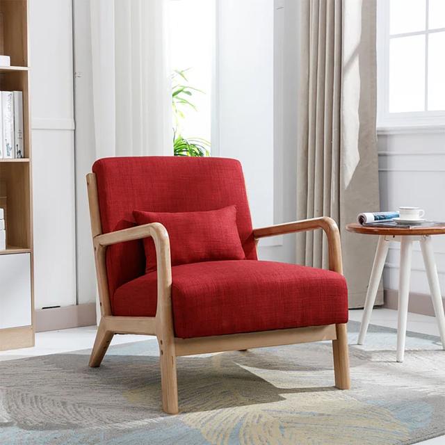 Mid Century Modern Fabric Accent Armchair Blue Elephant Upholstery Colour: Red on Productcaster.