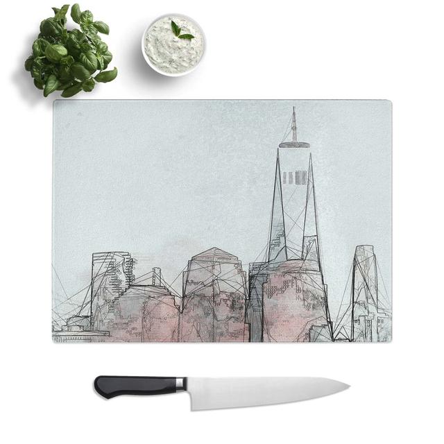 Glass Downtown New York City Skyline in Abstract Chopping Board East Urban Home Size: 39 cm W x 28.5 cm L on Productcaster.