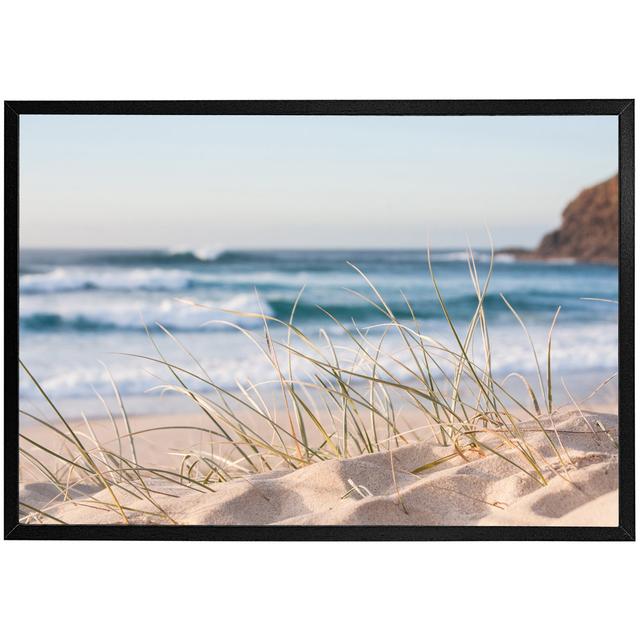 Decarlo Sunrise Light on White Sand Beach with Dune Grass in Australia with Turquoise Surf Waves of the Pacific Ocean - Single Picture Frame Art Print on Productcaster.