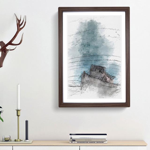 Stranded Boat upon the Beach in Abstract - Picture Frame Graphic Art Print East Urban Home Size: 36cm H x 27cm W x 2cm D, Frame Option: Walnut Framed on Productcaster.