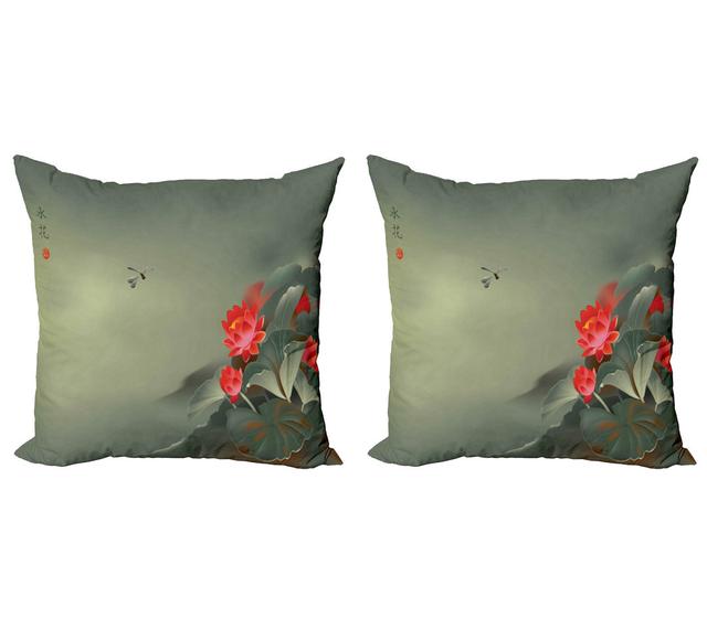 Pillow Cushion Cover Pack of 2, Lotus Blooms Tones (Set of 2) East Urban Home on Productcaster.