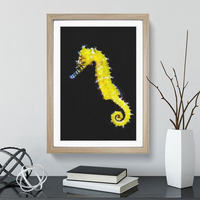 Yellow Seahorse - Picture Frame Graphic Art East Urban Home Size: 36cm H x 27cm W x 2cm D, Frame Option: Oak Framed on Productcaster.