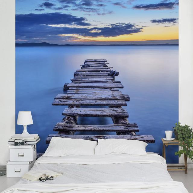 Pier Over the Calm Sea Semi-Gloss Wallpaper Roll East Urban Home Materialqualität: Standard (110g/m²), Size: 3.36m x 336cm on Productcaster.