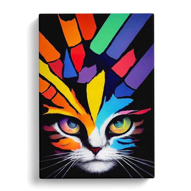 Cat Crayon - Wrapped Canvas Graphic Art Marlow Home Co. Size: 60cm H x 40cm W x 3cm D on Productcaster.