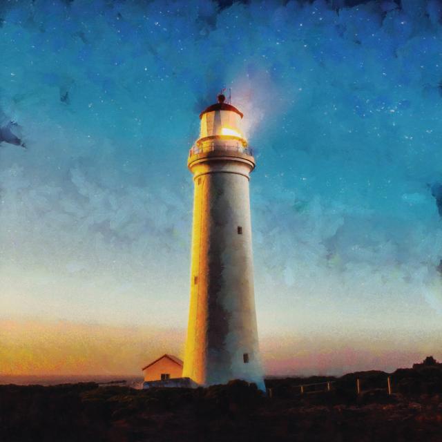 Lighthouse With Stars - Wrapped Canvas Print Breakwater Bay Size: 91cm H x 91cm W x 3.8cm D on Productcaster.