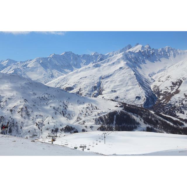 French Alps Snow - Wrapped Canvas Photograph Alpen Home Size: 61cm H x 91cm W on Productcaster.