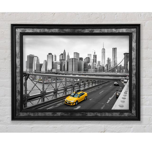 New York On The Bridge Yellow Cab - Print Bright Star Size: 42cm H x 59.7cm W on Productcaster.