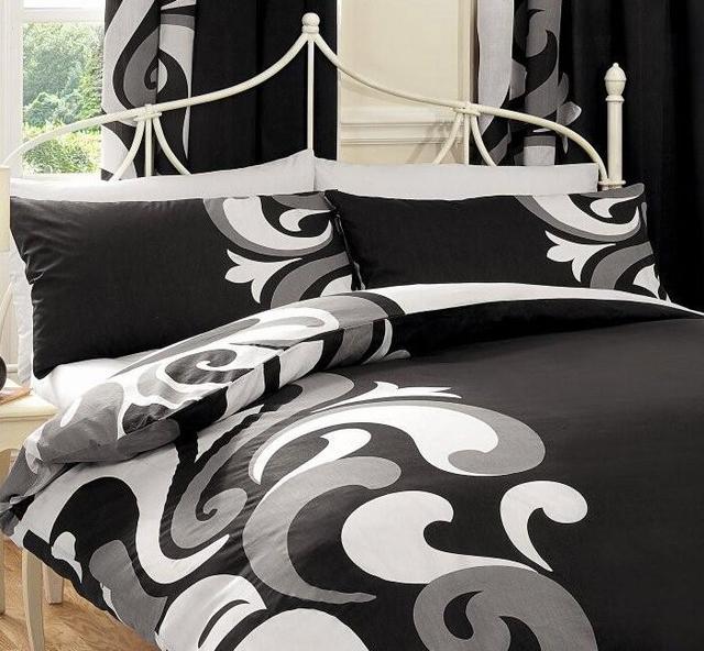 Duvet Cover Set with Graphic Print/Text Pattern Black/Grey by 17 Stories on Productcaster.