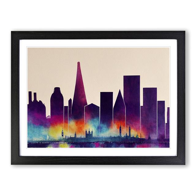 Watercolour London Skyline Vol.5 Abstract - Picture Frame Painting 17 Stories Frame Colour: Black, Size: 25cm H x 34cm W x 2cm D on Productcaster.