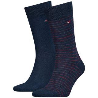 Skarpetki 2 pary Th Men Small Stripe Sock 2P Navy/Rouge 100001496 025 039 (TH657-a) Tommy Hilfiger on Productcaster.