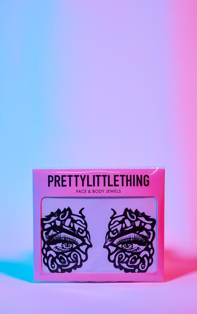 PRETTYLITTLETHING Black Masquerade Mask Face Sticker on Productcaster.