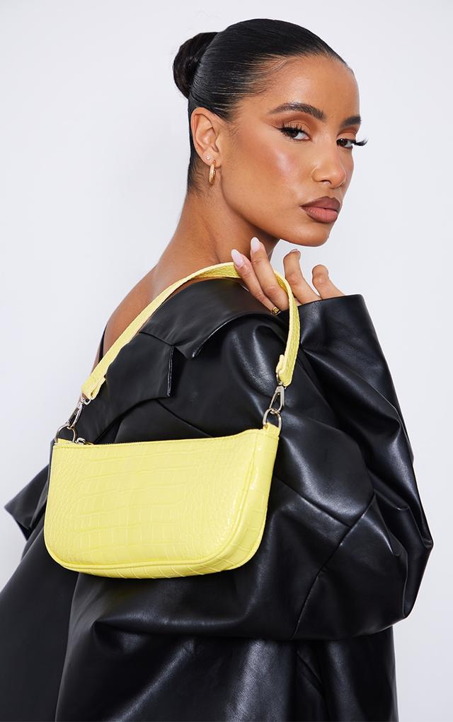 Bright Yellow Simple Croc Shoulder Bag on Productcaster.