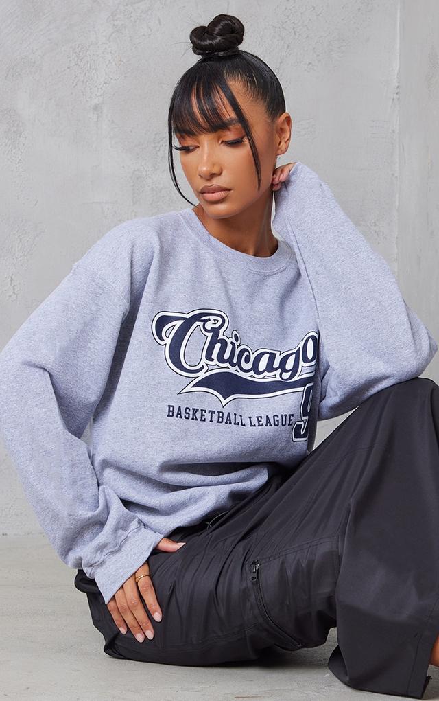 Grey Chicago Baseball Printed Sweatshirt on Productcaster.