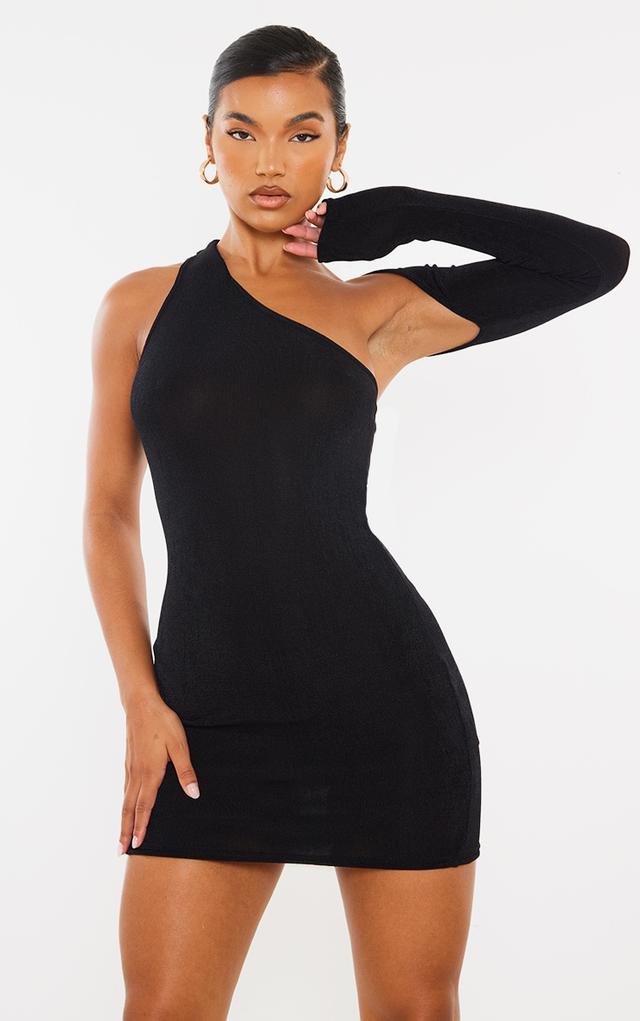 Black Acetate Slinky One Shoulder Cut Out Bodycon Dress on Productcaster.