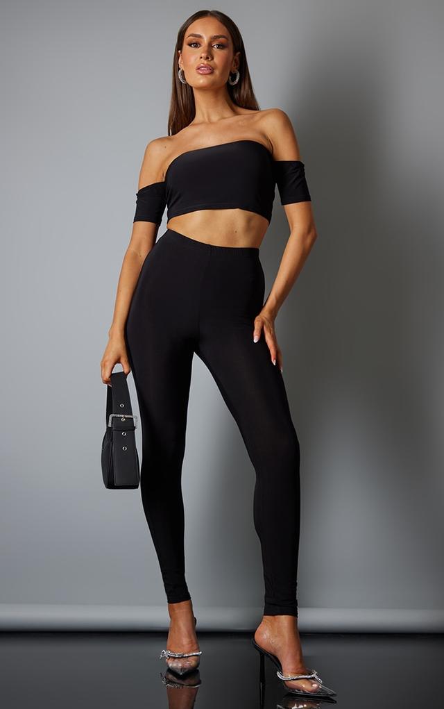 Black Slinky High Waist Skinny Leggings on Productcaster.