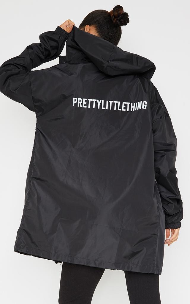 PRETTYLITTLETHING Black Longline Shell Mac on Productcaster.