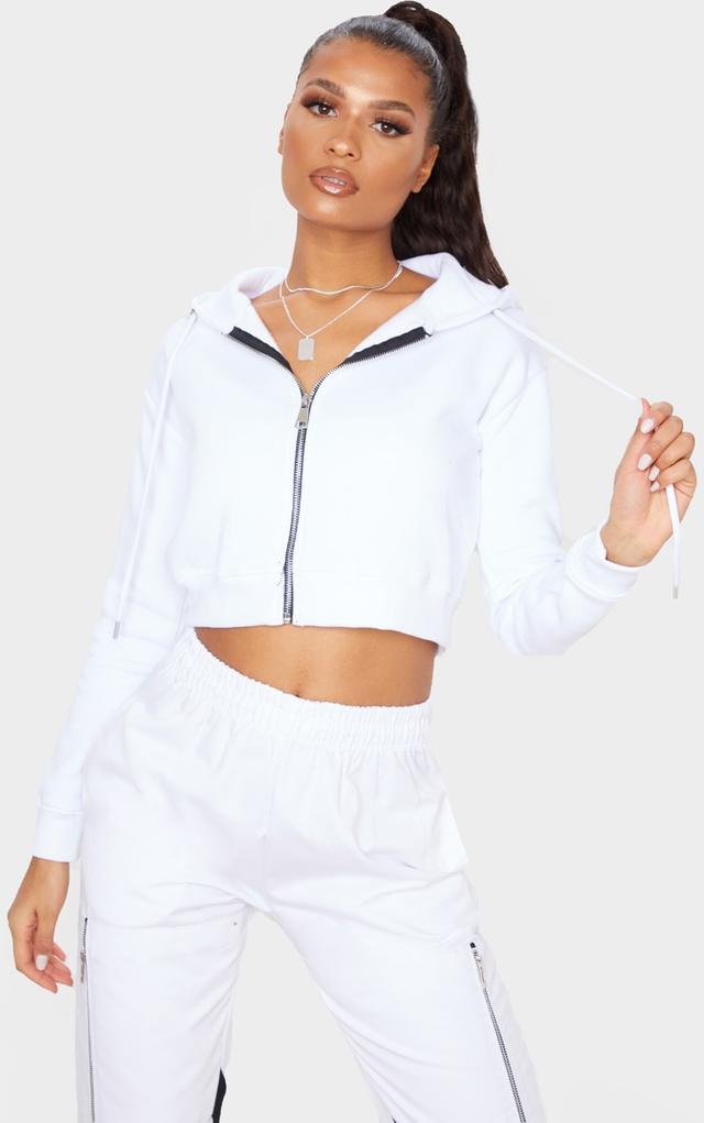 White Crop Zip Hoodie on Productcaster.