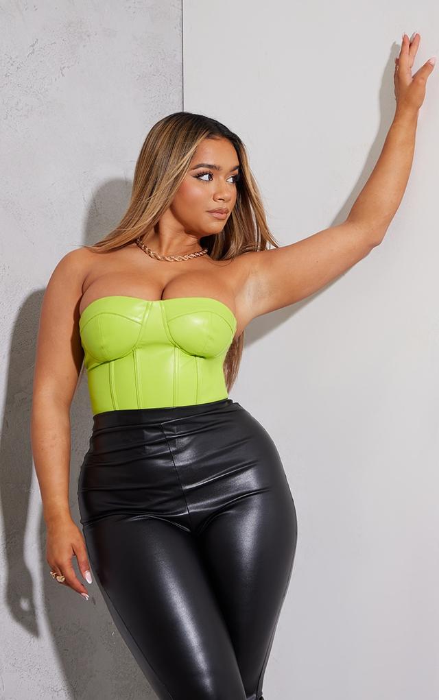 Shape Lime Faux Leather Bandeau Corset on Productcaster.